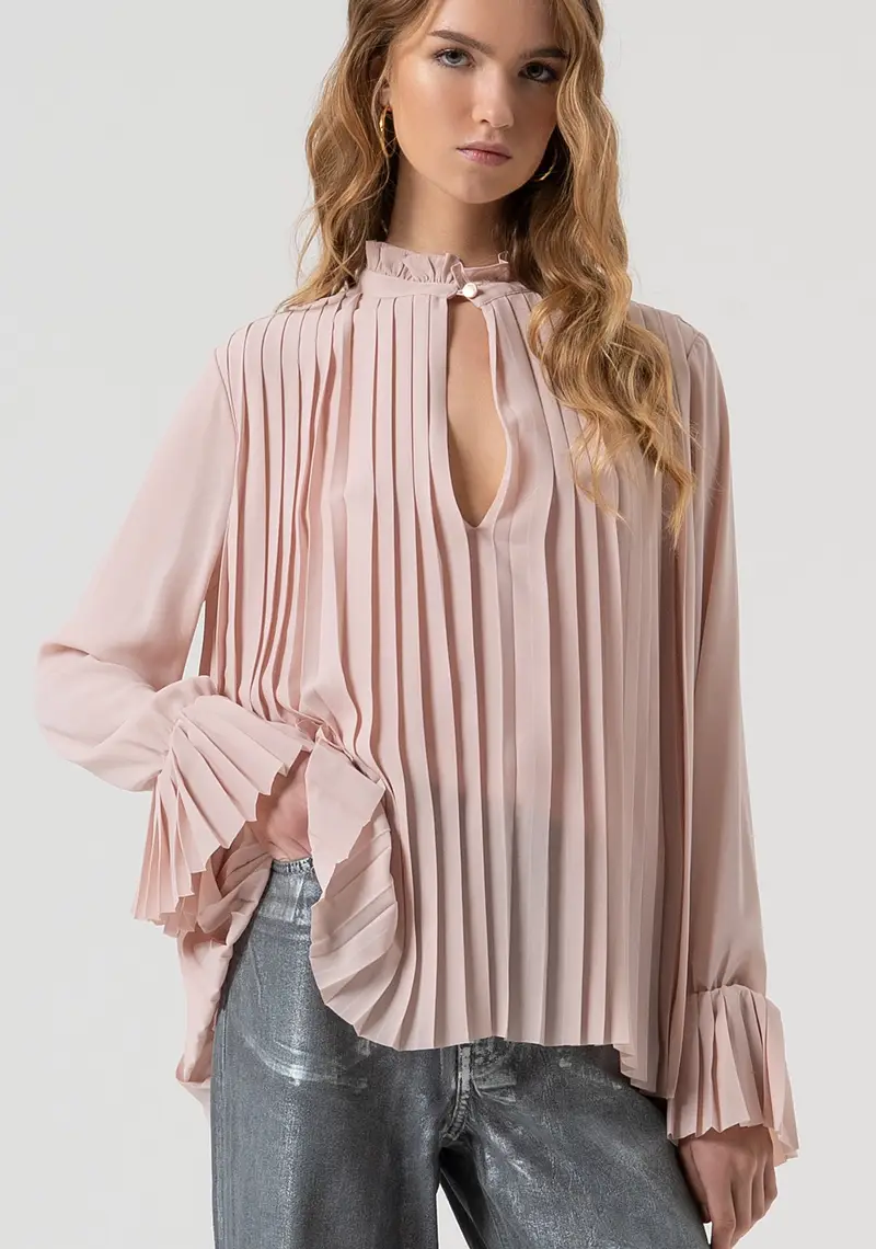 Blusa ampia in tessuto plissettato