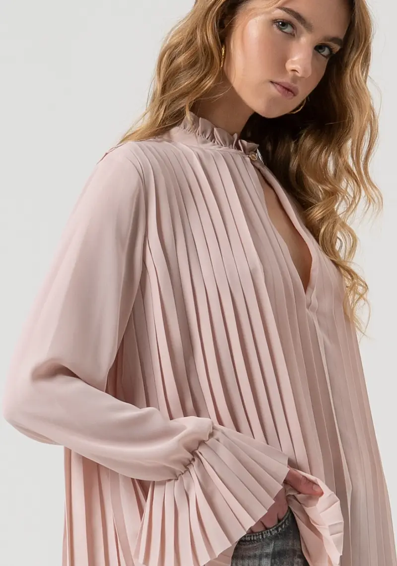Blusa ampia in tessuto plissettato miniatura 2