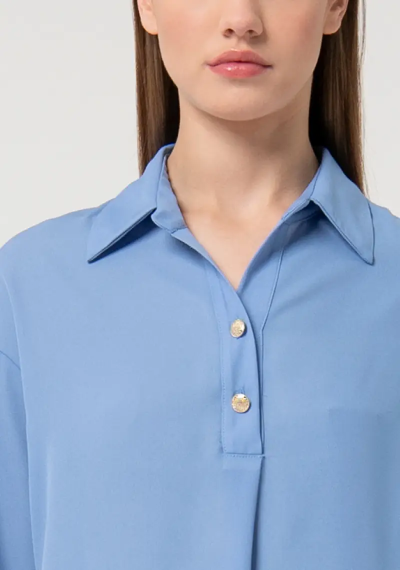 Blusa linea ad A con colletto classico miniatura 2