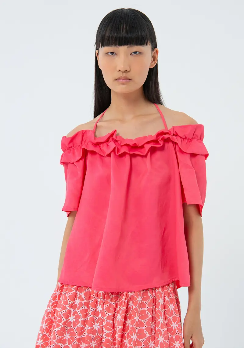 Blusa linea ad A in viscosa e lino