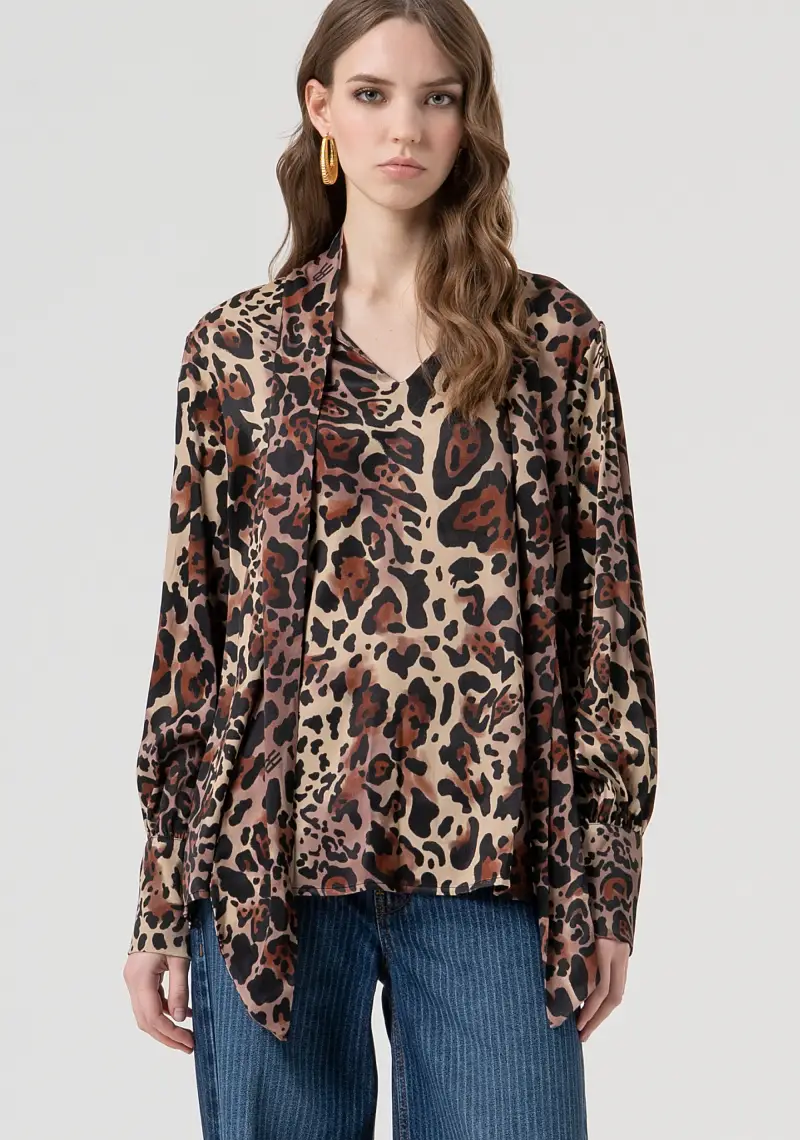 Blusa regular in fantasia animalier miniatura 2
