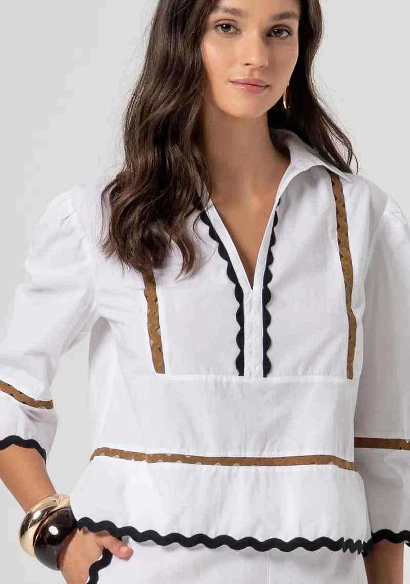 Blusa regular in popeline di cotone miniatura 2