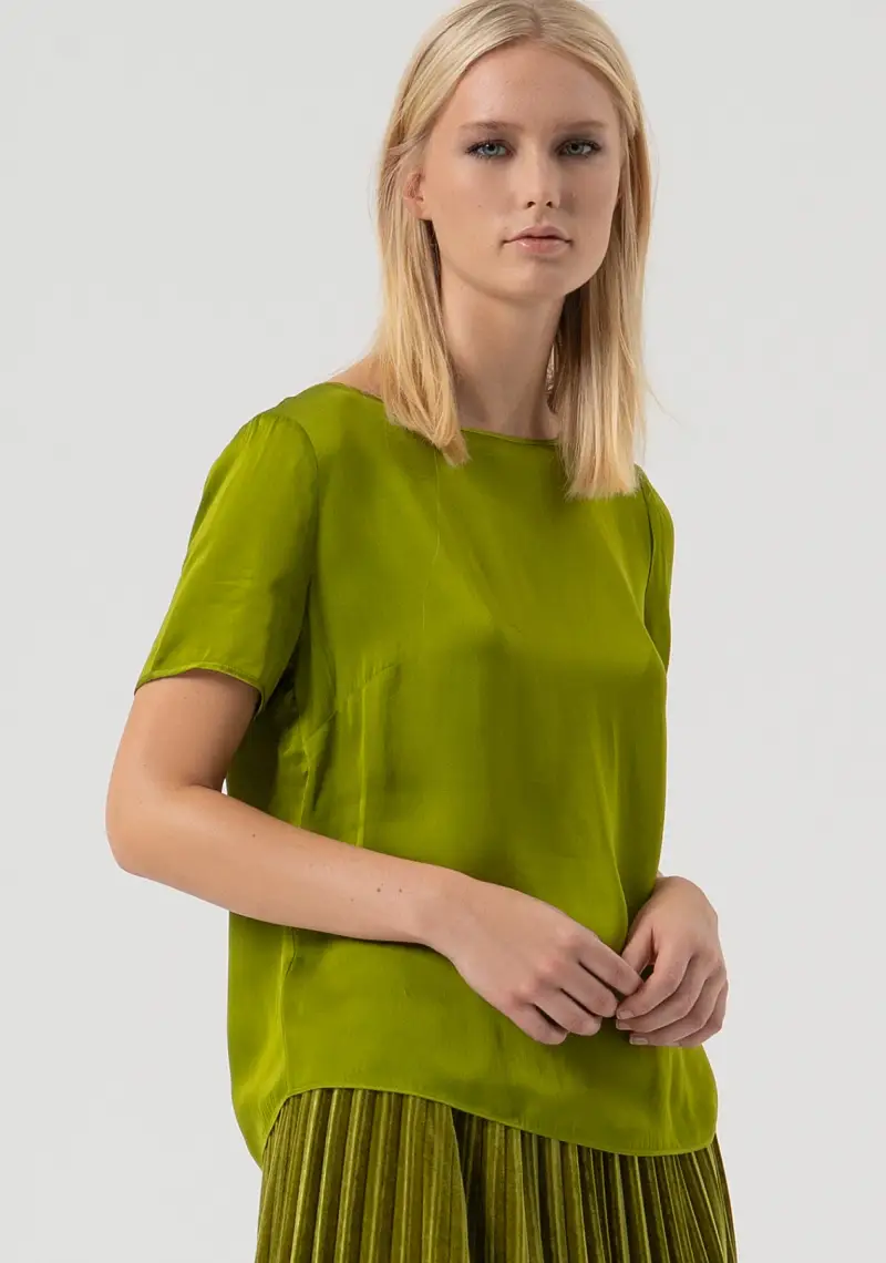 Blusa regular in raso con seta miniatura 2