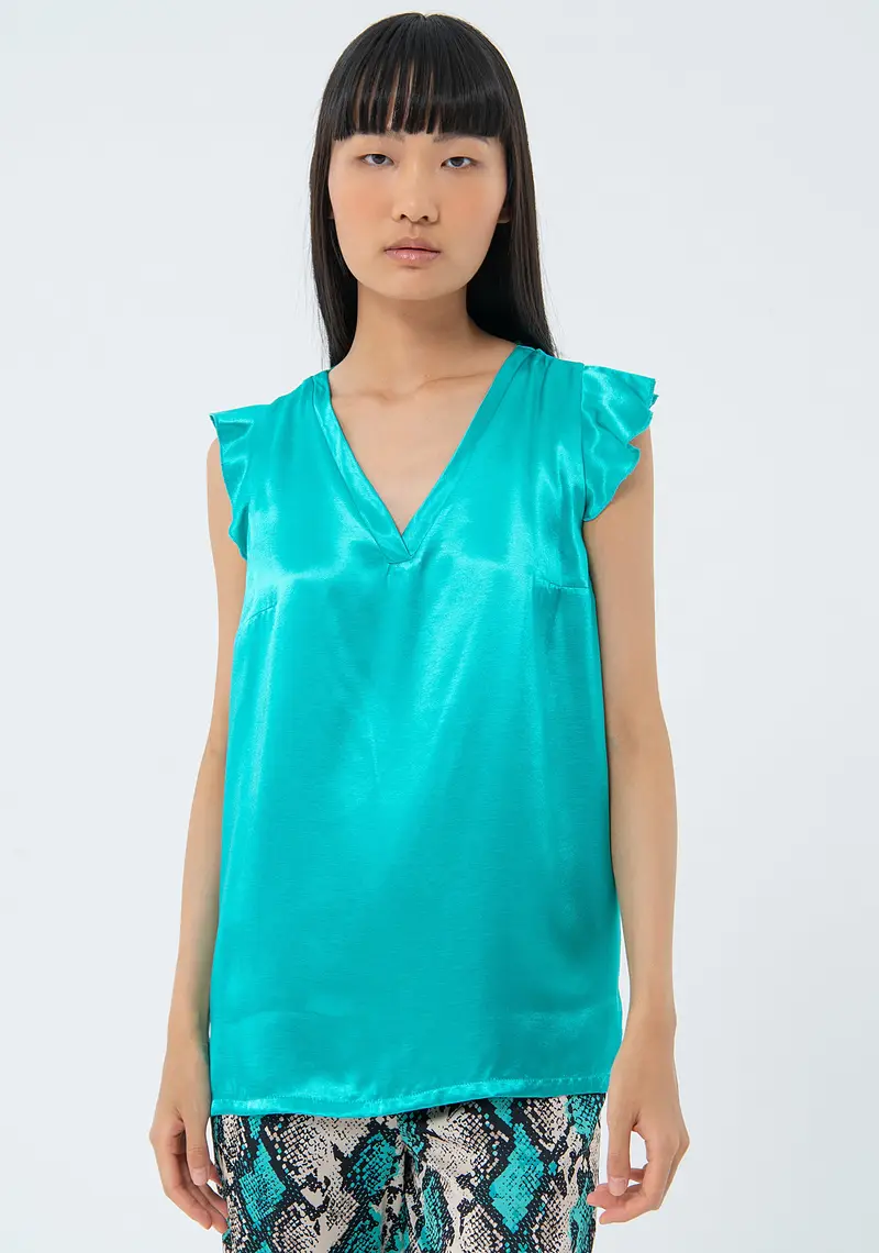 Blusa regular in raso