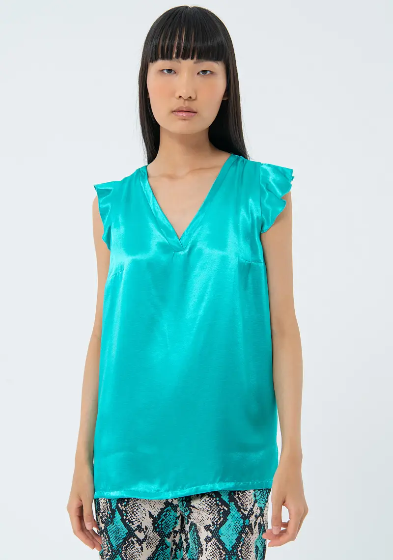 Blusa regular in raso