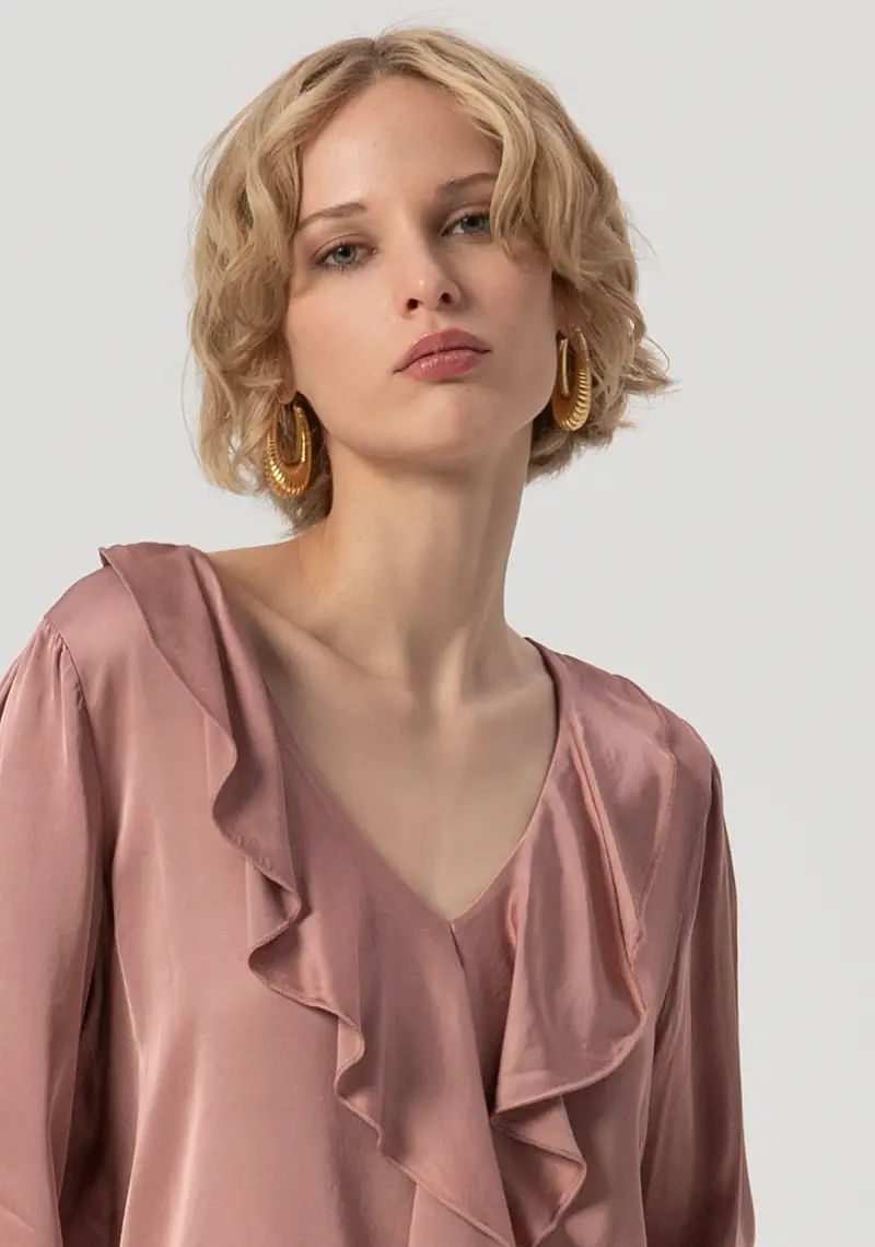 Blusa regular in raso miniatura 2