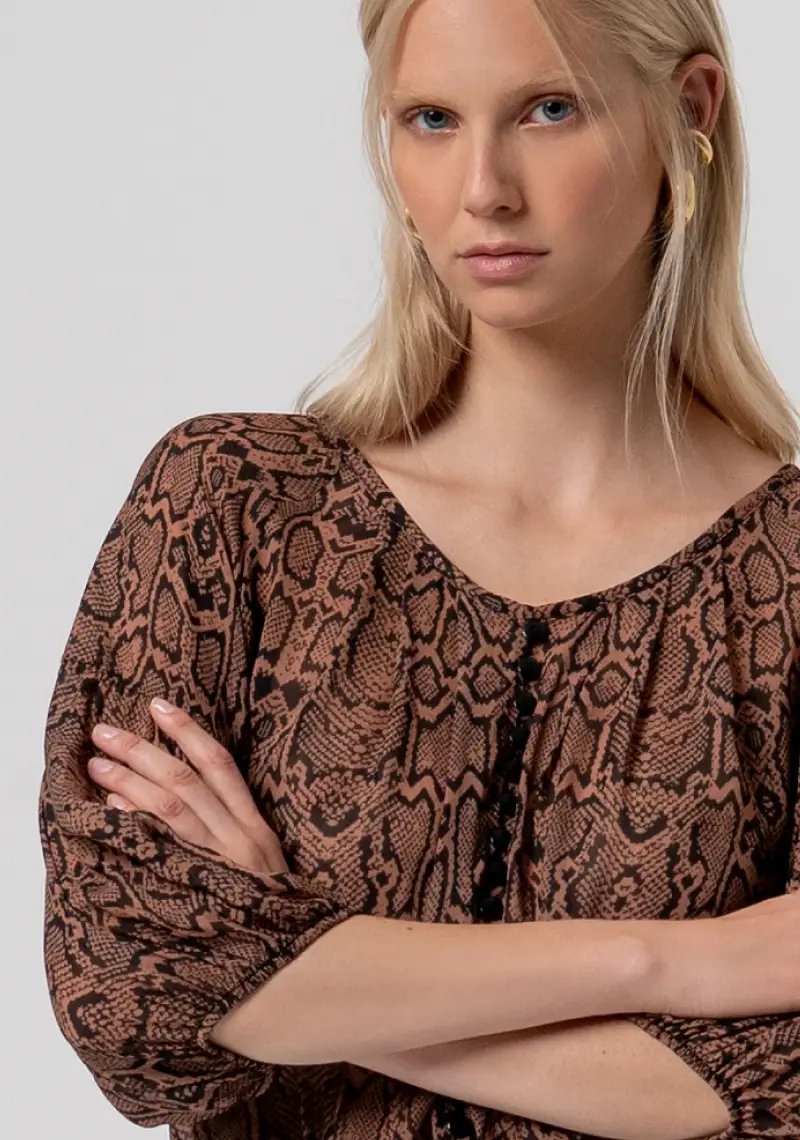 Blusa regular in viscosa con stampa animalier miniatura 2