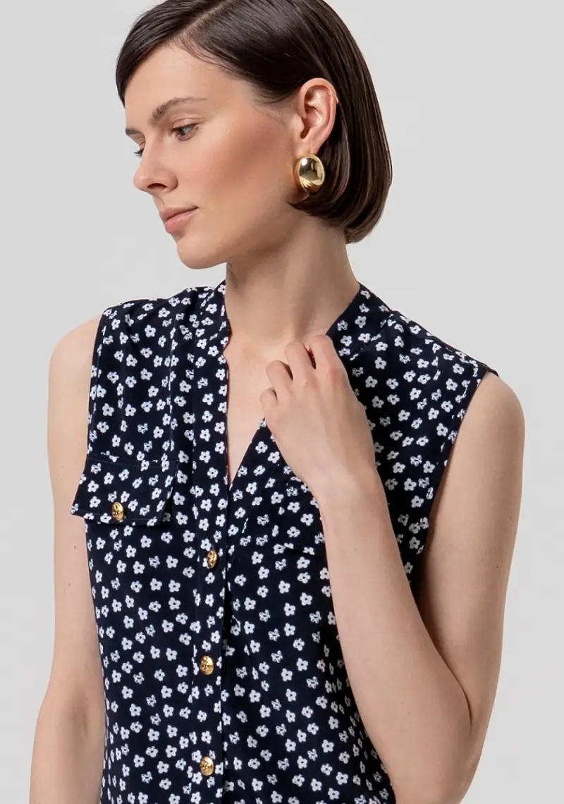 Blusa senza maniche in fantasia floreale miniatura 2