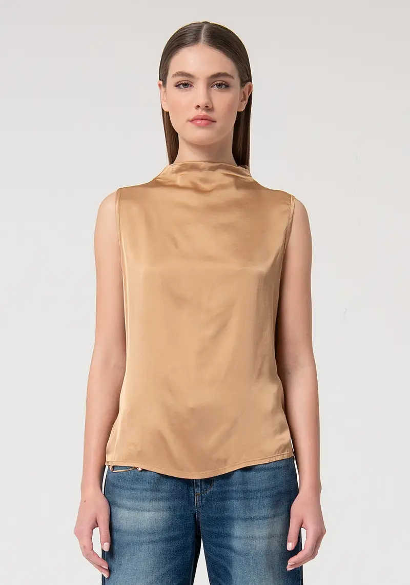 Blusa senza maniche in raso
