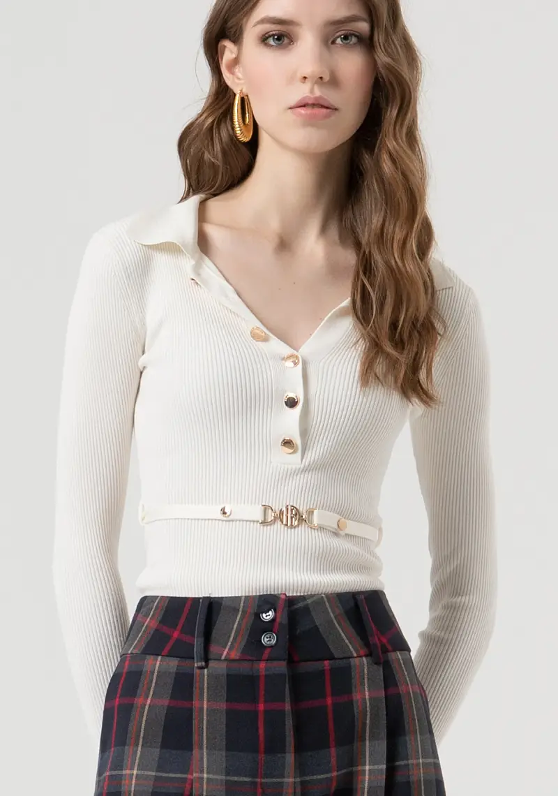 Body slim in maglia a costine