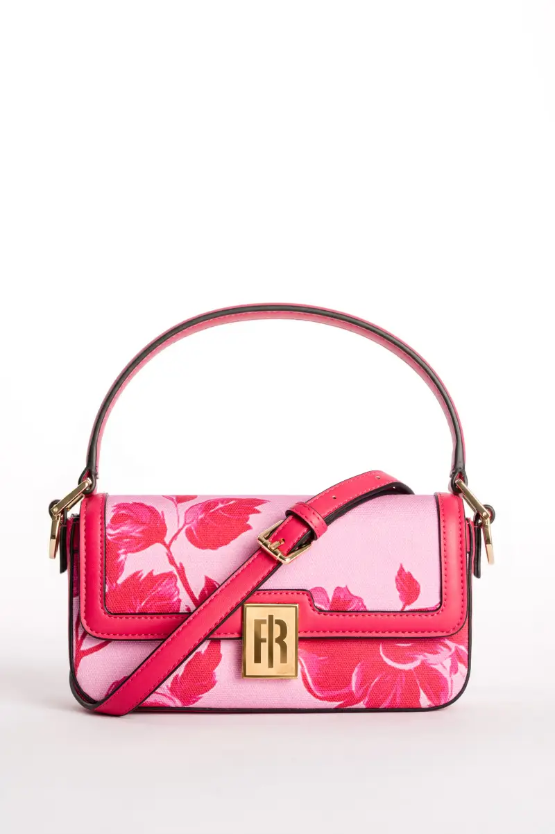 Borsa Baguette in Canvas Jacquard a Motivo Floreale miniatura 2