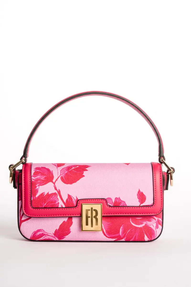 Borsa Baguette in Canvas Jacquard a Motivo Floreale