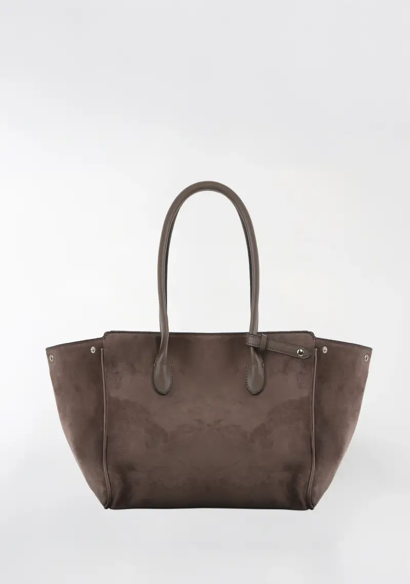 Borsa Tote Strutturata in Suede Sintetico Color con Dettagli Metallici miniatura 2