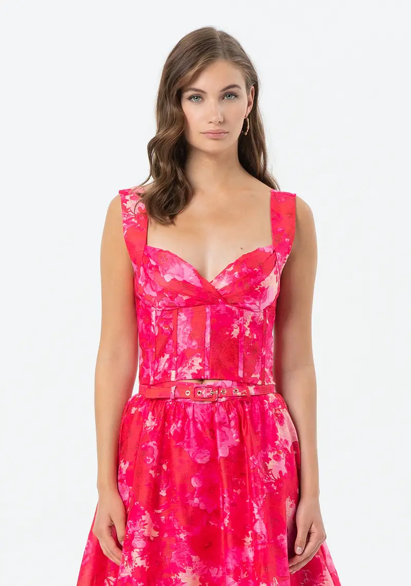 Bustier aderente in fantasia multicolor