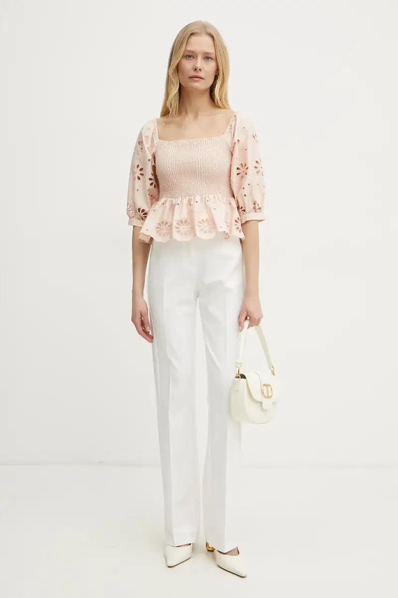 camicetta in cotone donna colore arancione FJ25ST1001W400E5 miniatura 2