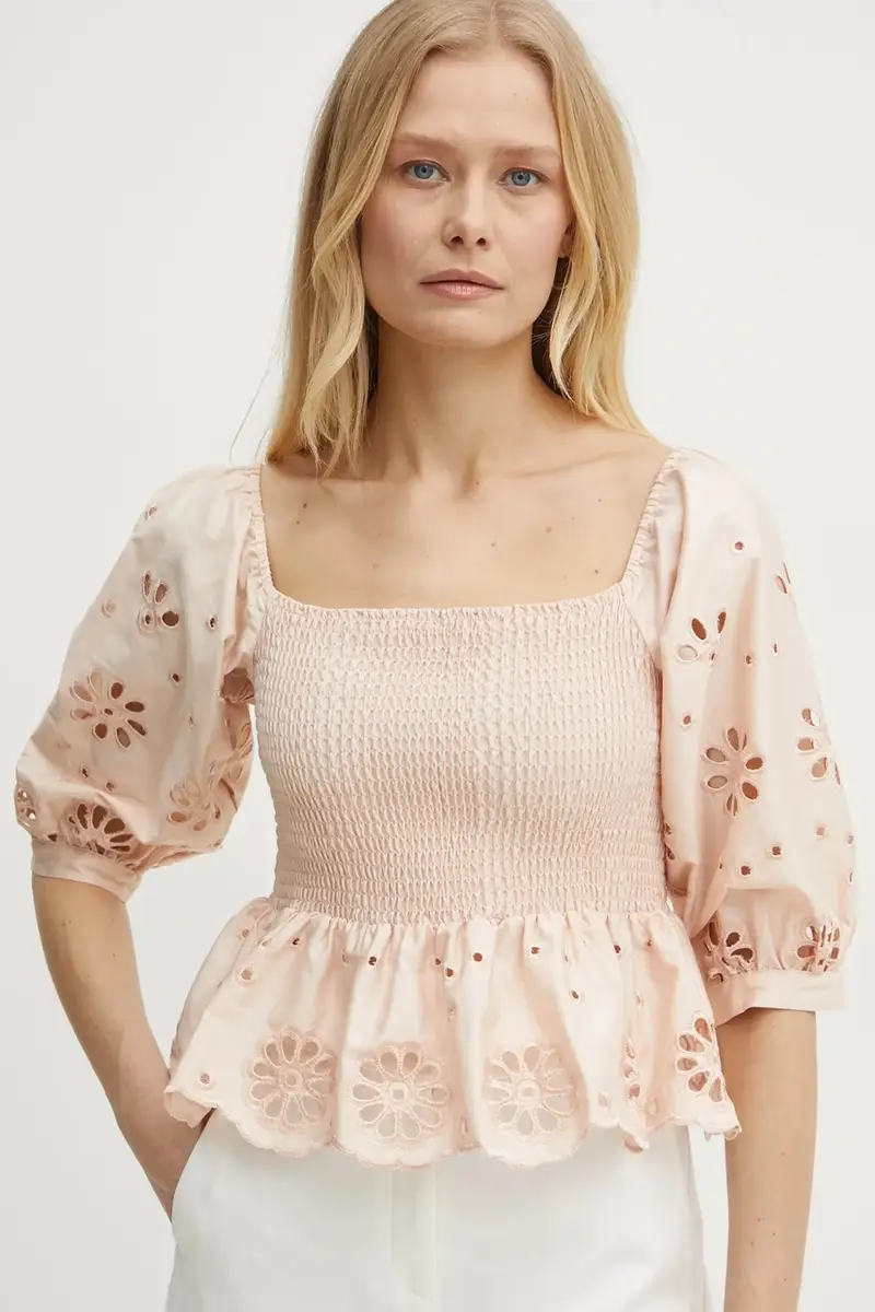 camicetta in cotone donna colore arancione FJ25ST1001W400E5 miniatura 4