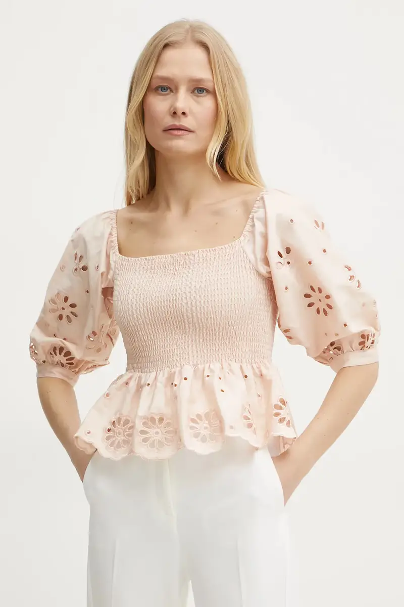 camicetta in cotone donna colore arancione FJ25ST1001W400E5