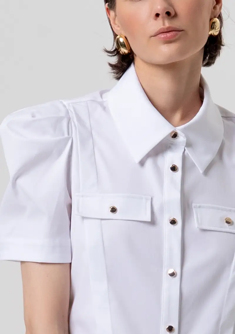 Camicia cropped in popeline miniatura 2