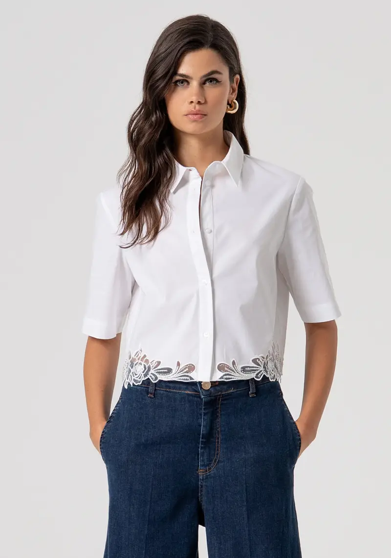 Camicia cropped in popeline