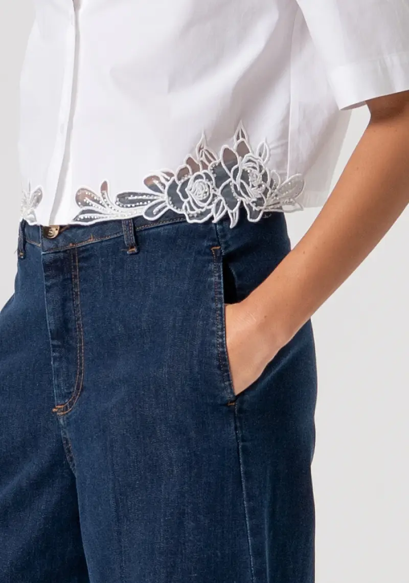 Camicia cropped in popeline miniatura 2