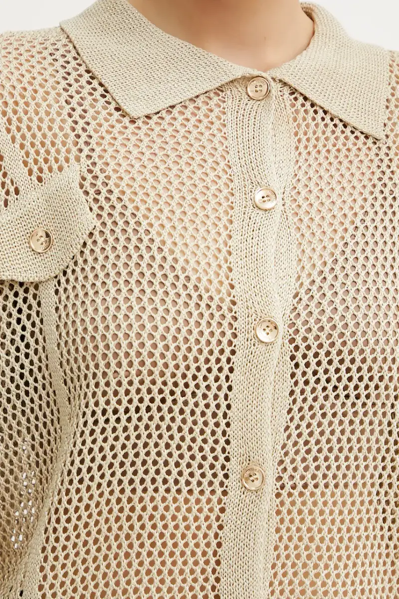 camicia donna colore beige FS25ST6006K514O7 miniatura 4