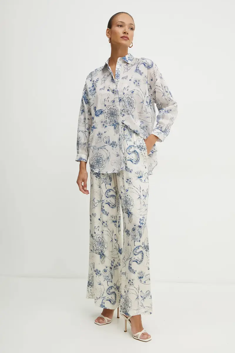 camicia in cotone donna colore beige FJ25ST6002W621N4 miniatura 2