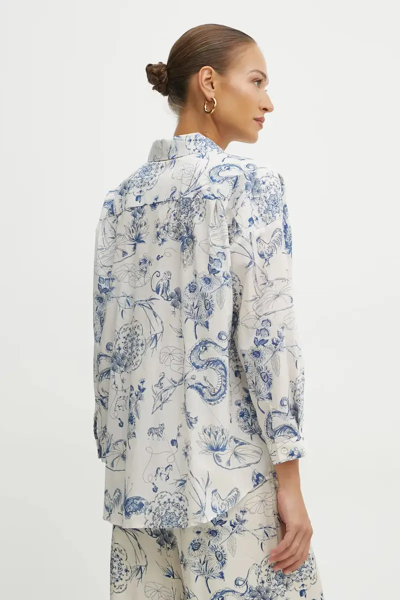 camicia in cotone donna colore beige FJ25ST6002W621N4 miniatura 3