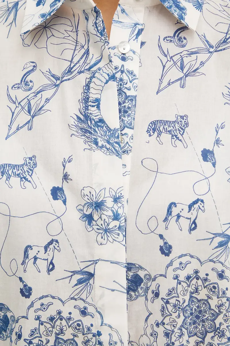 camicia in cotone donna colore beige FJ25ST6002W621N4 miniatura 5