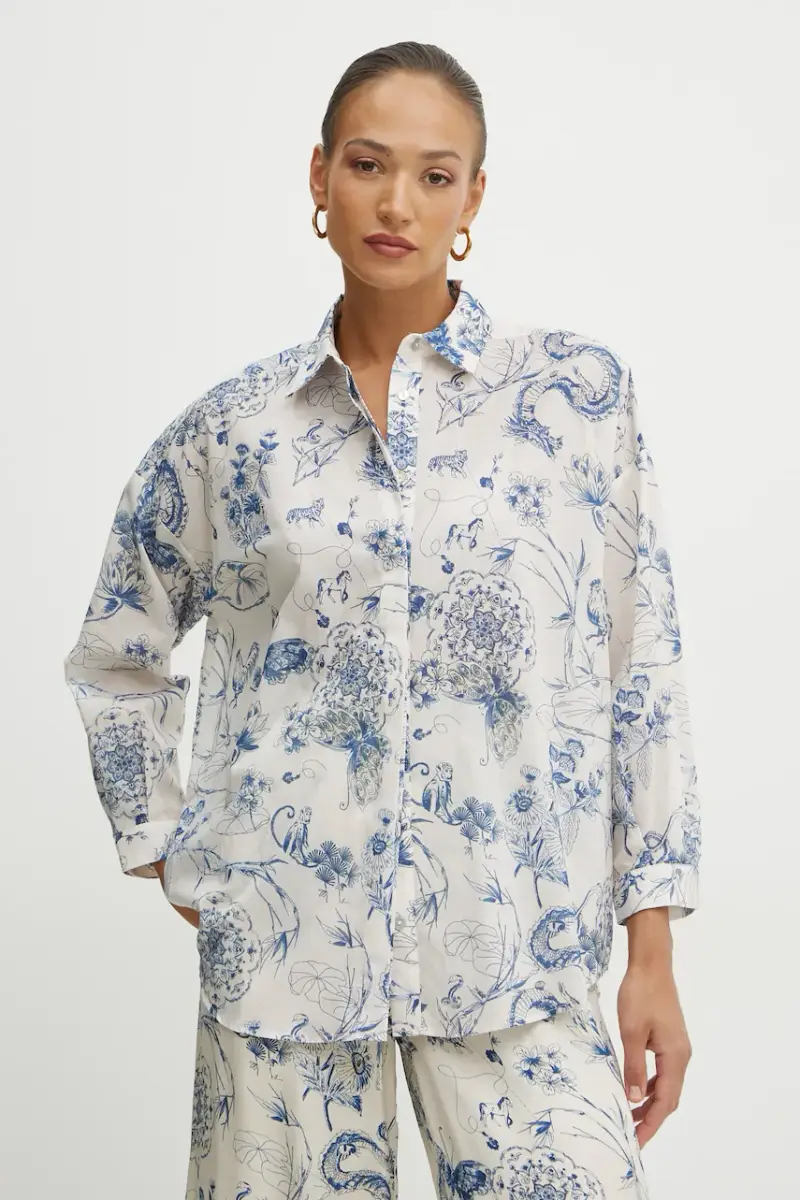 camicia in cotone donna colore beige FJ25ST6002W621N4