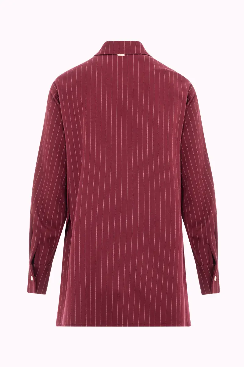 Camicia Lunga Oversize Gessata con Bottoni Dorati miniatura 2