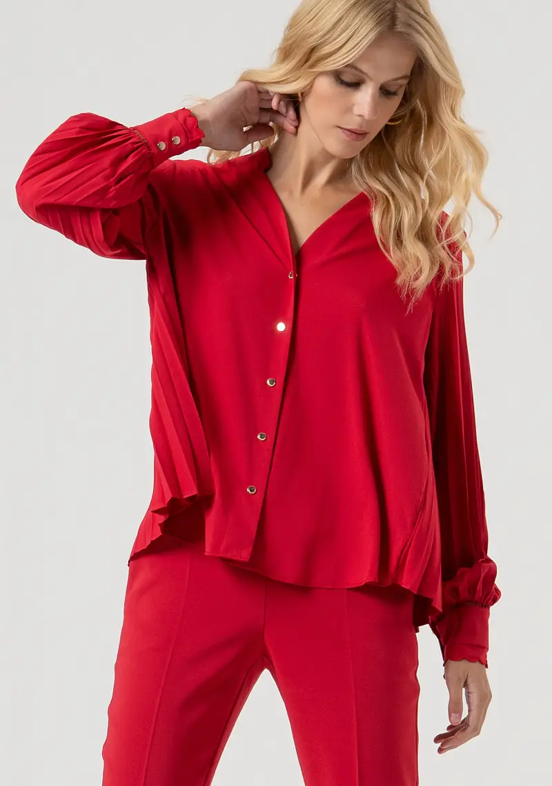 Camicia over con retro plissettato