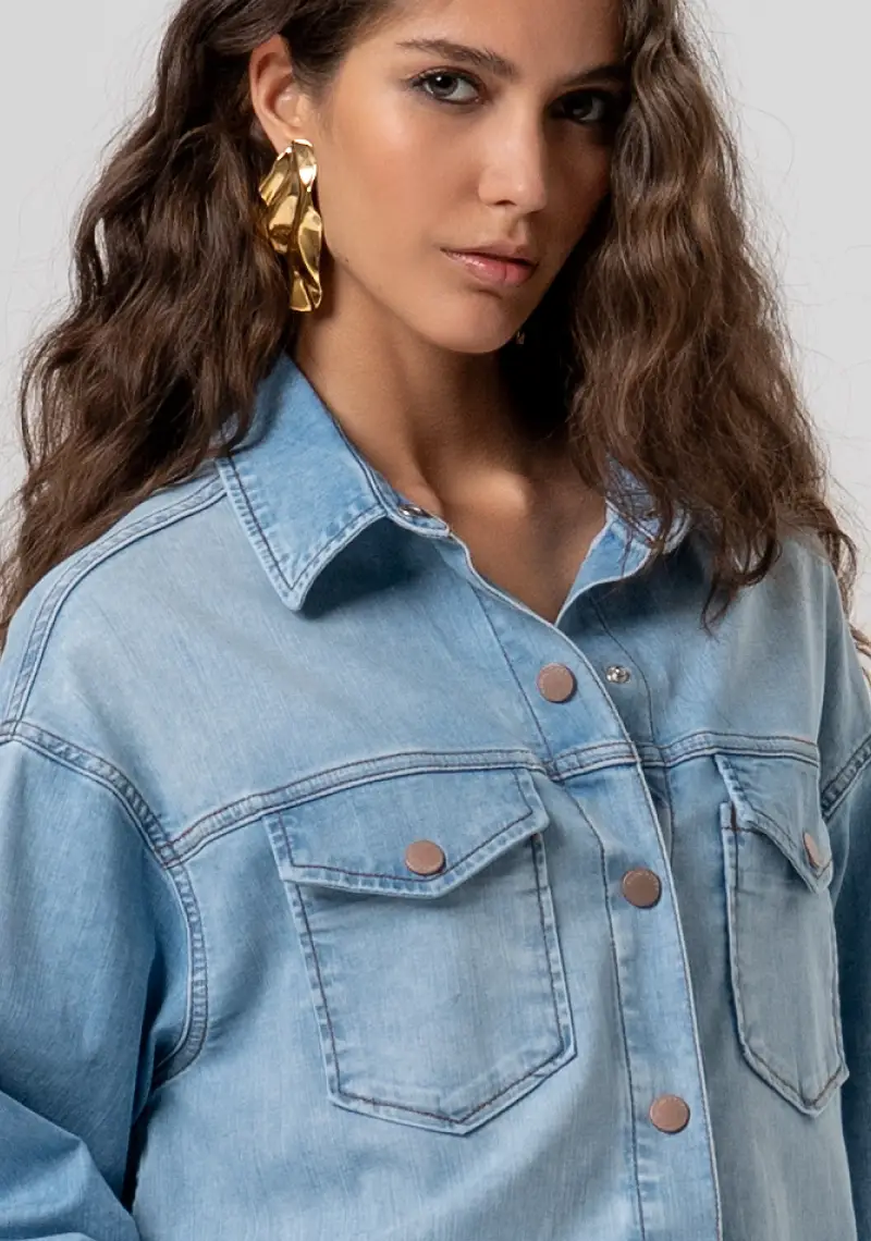 Fracomina Camicia over denim lavaggio bleached miniatura 2