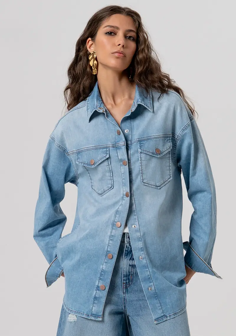 Fracomina Camicia over denim lavaggio bleached