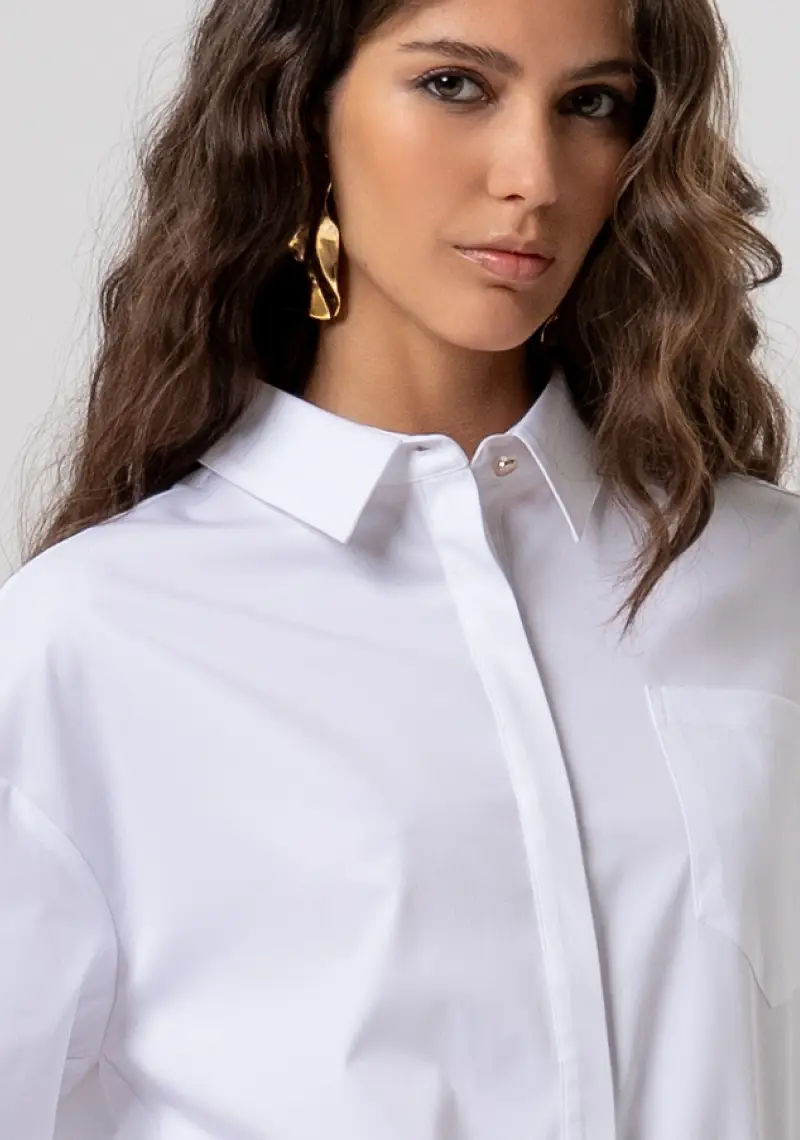 Fracomina Camicia over bianca in popeline miniatura 2