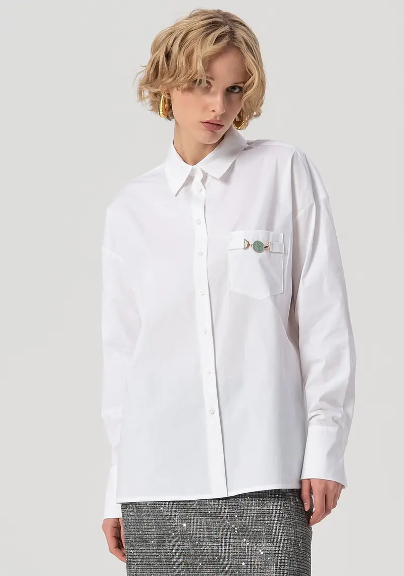 Camicia over in popeline stretch