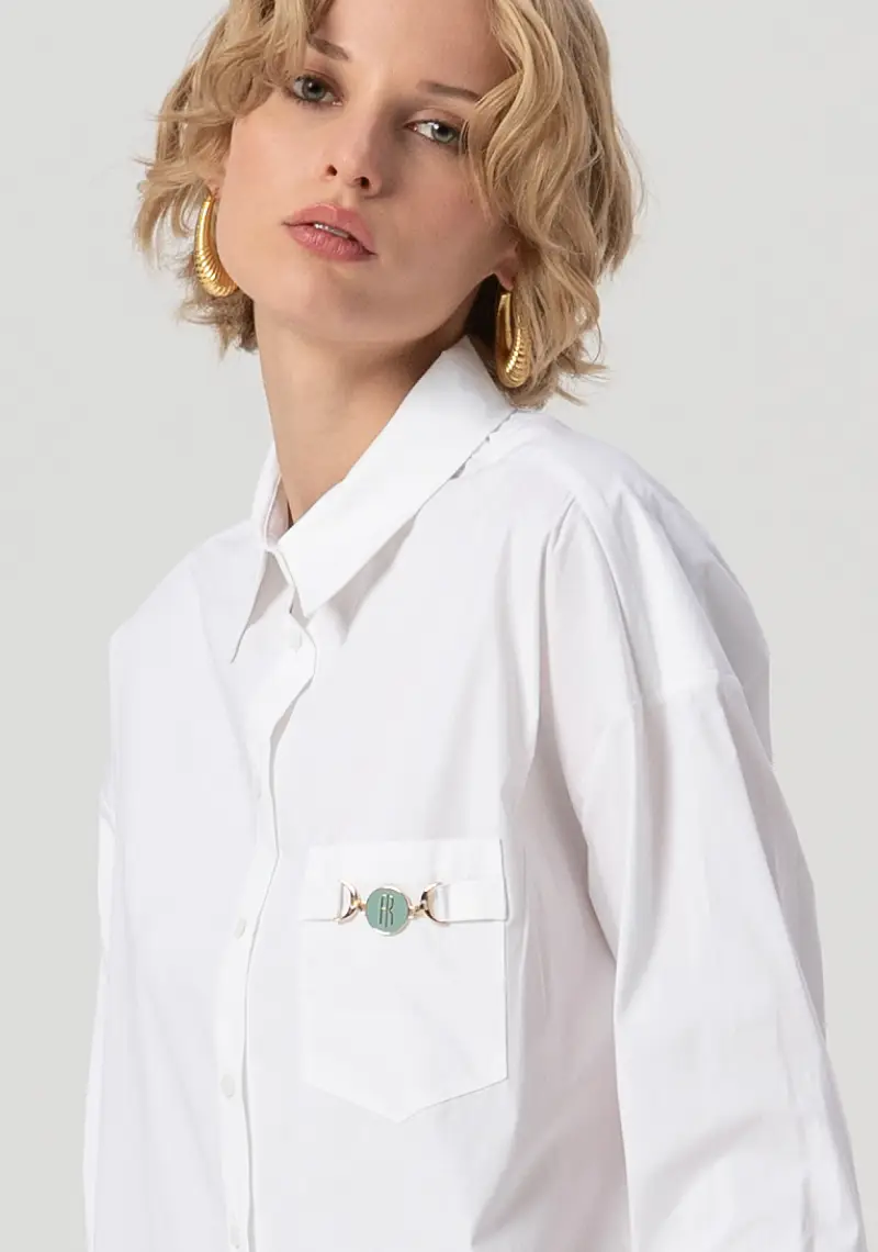 Camicia over in popeline stretch miniatura 2