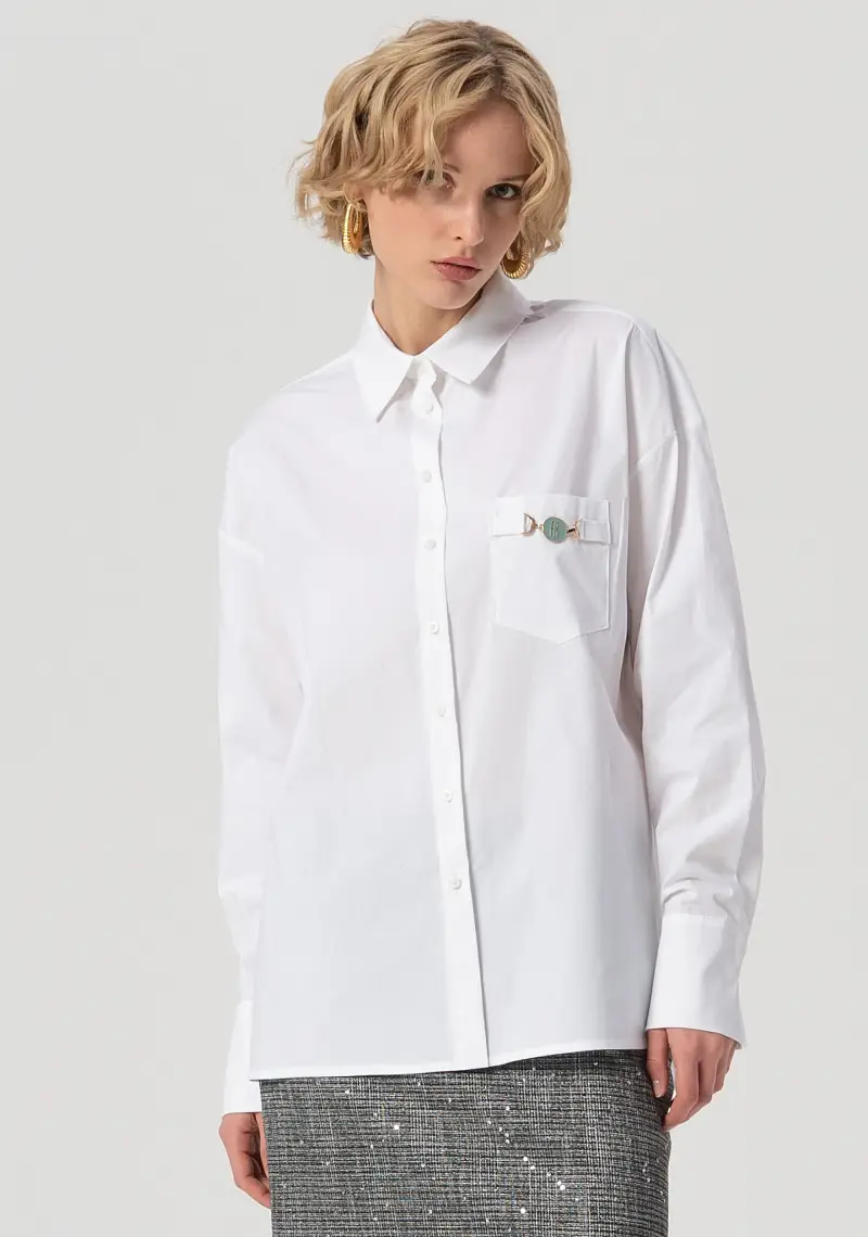 Camicia over in popeline stretch