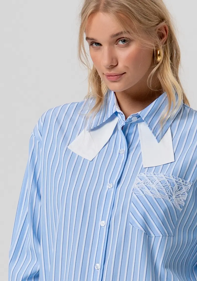 Camicia over lunga a righe miniatura 2