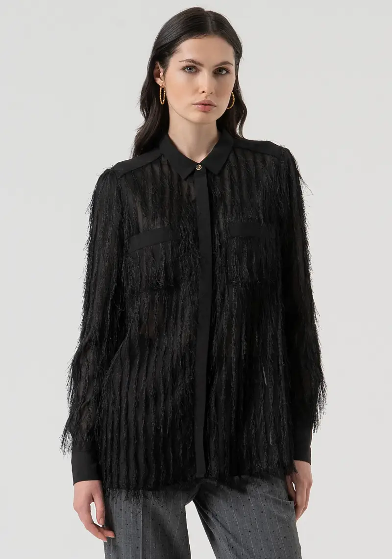 Camicia regular con frange