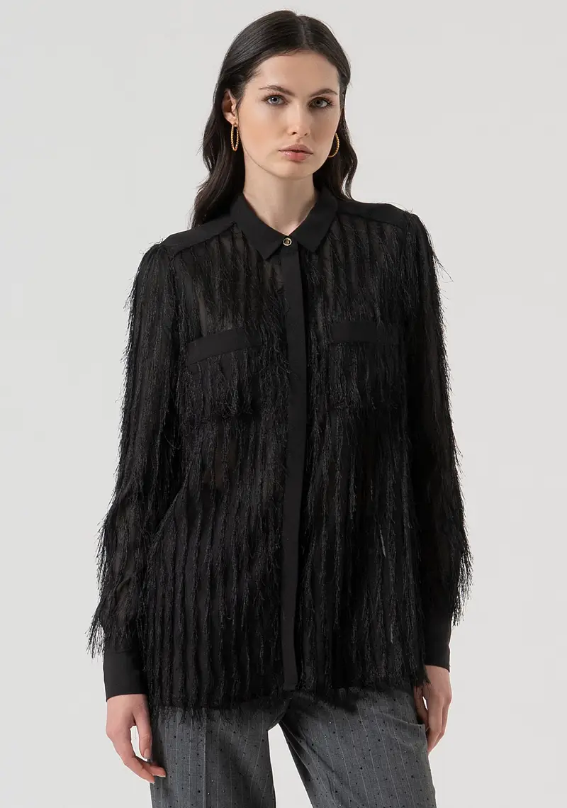 Camicia regular con frange