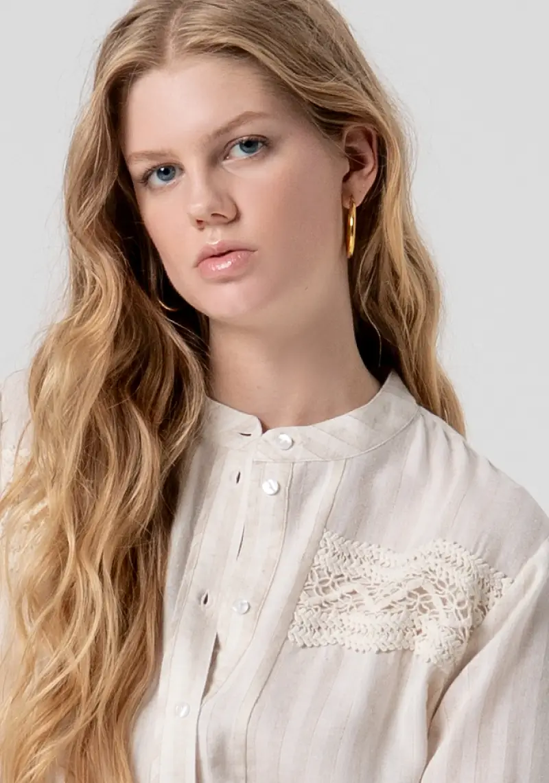 Camicia regular con lino miniatura 2