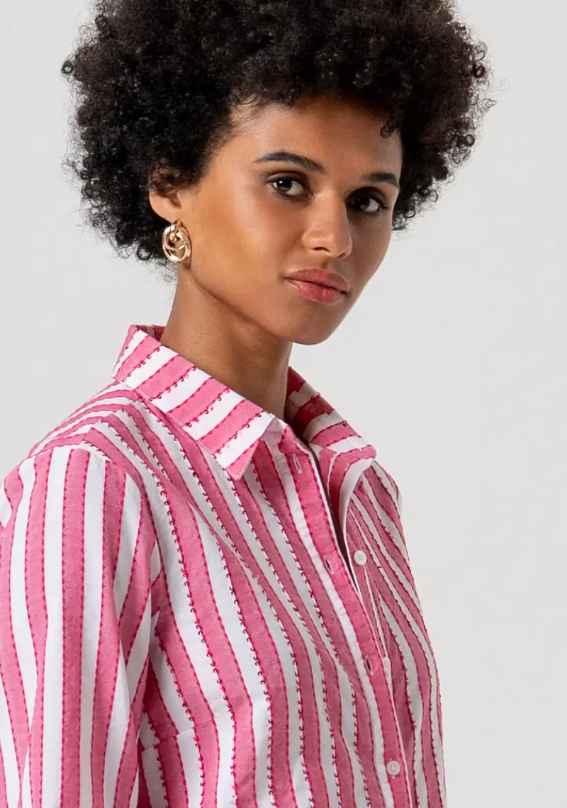 Camicia regular in cotone a righe miniatura 2