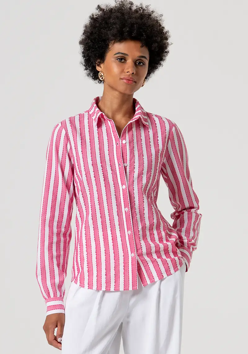 Camicia regular in cotone a righe
