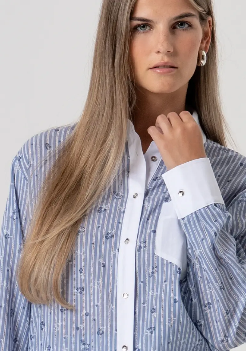 Camicia regular in cotone a righe miniatura 2