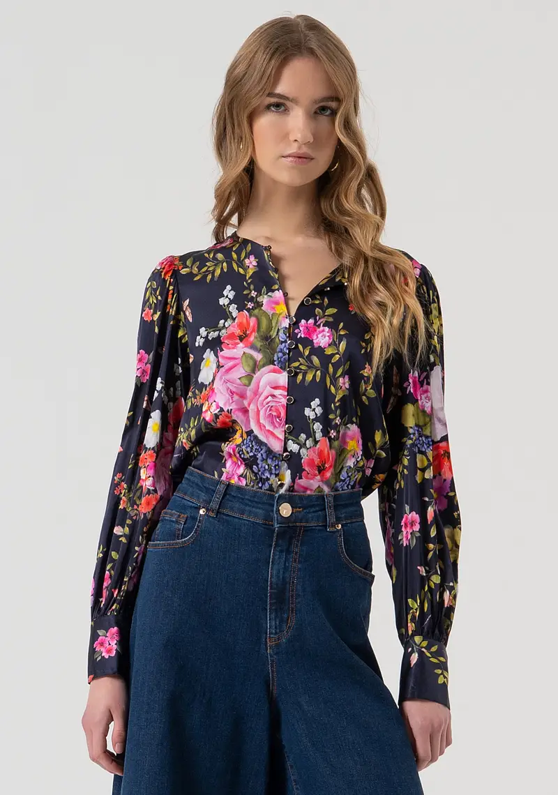 Camicia regular in fantasia floreale