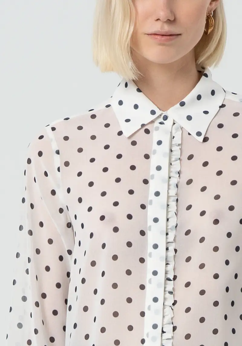 Camicia regular in georgette a pois miniatura 2