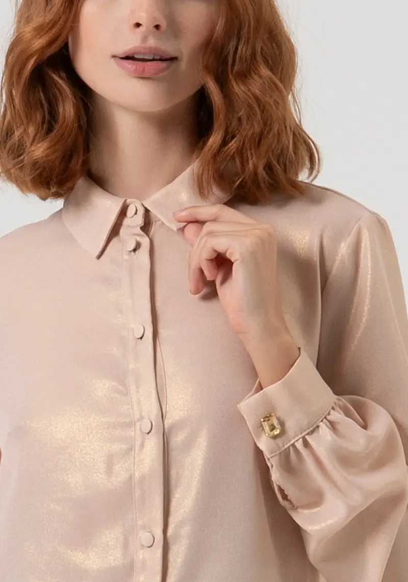 Camicia regular in georgette effetto metallizzato miniatura 2