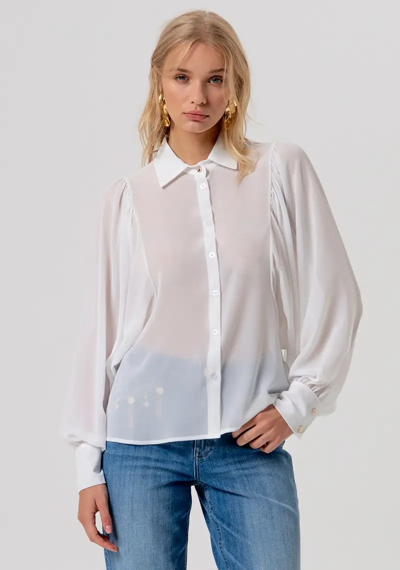Camicia regular in georgette