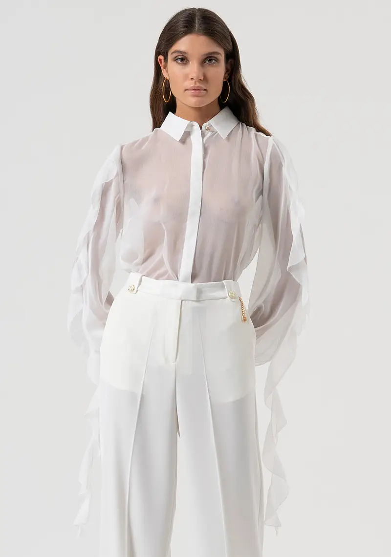 Camicia regular in georgette trasparente