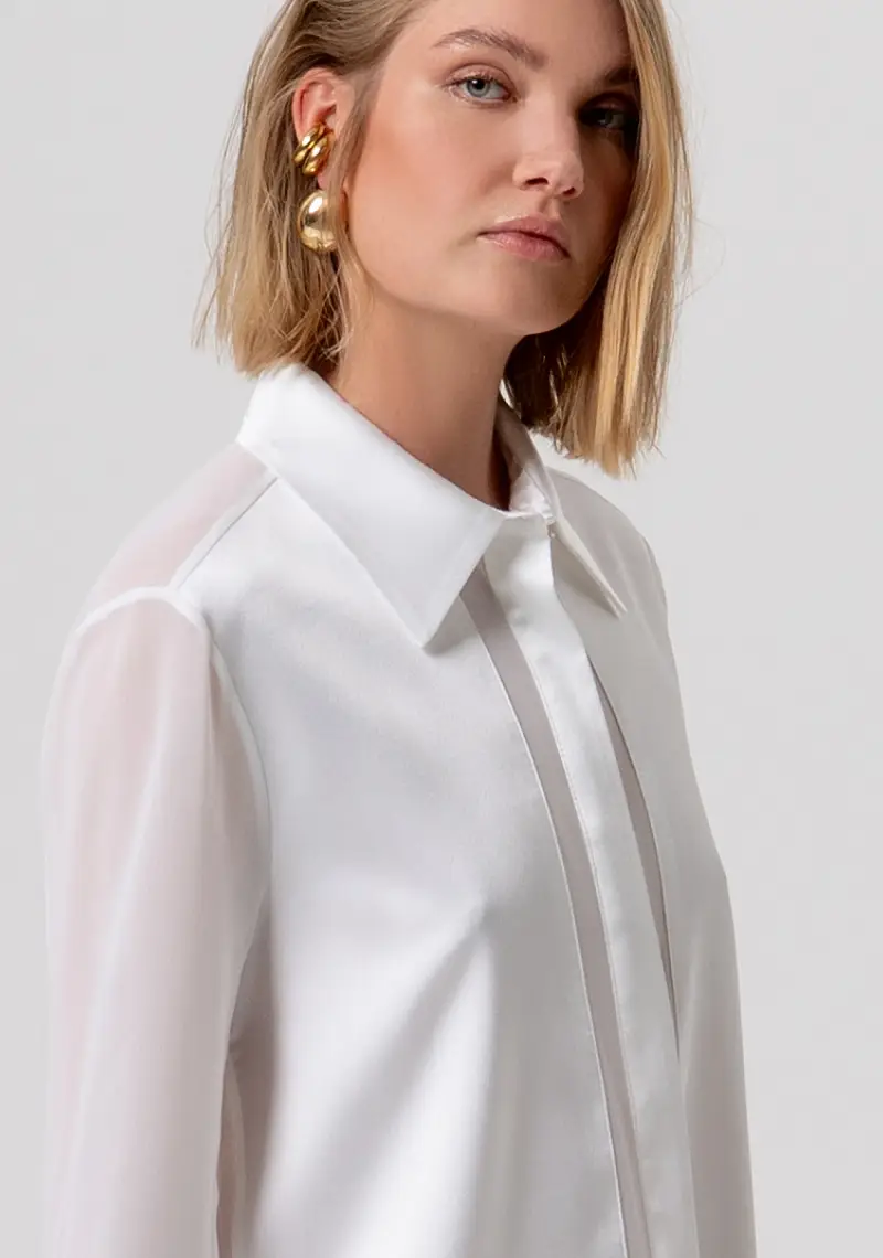 Camicia regular in mix di tessuti miniatura 2